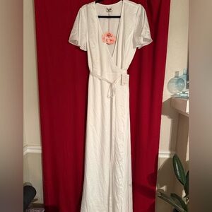 Show Me Your Mumu / White Satin Wrap Dress